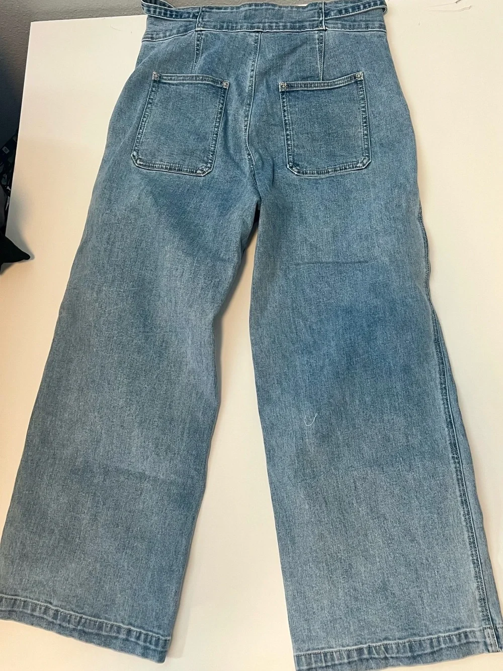 Hudson Jeans Light Blue Cropped Wide-Leg Tie-Waist Jeans